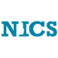 Logo with blue text 'NICS' on a white background.